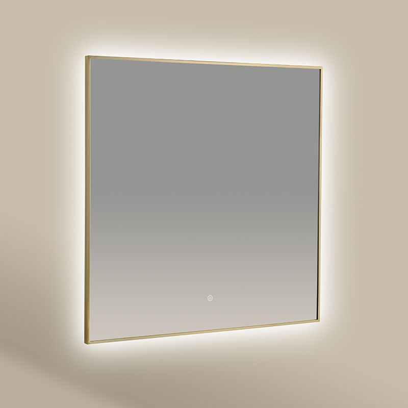 Miroir Carré 80X80 rétroéclairage Led et Anti-buée Doré Mat, Châtelet 