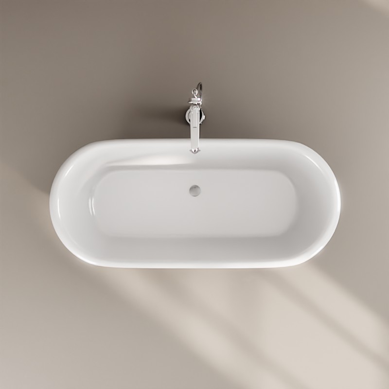 Baignoire îlot rétro en fonte blanche, 170x77 cm, London
