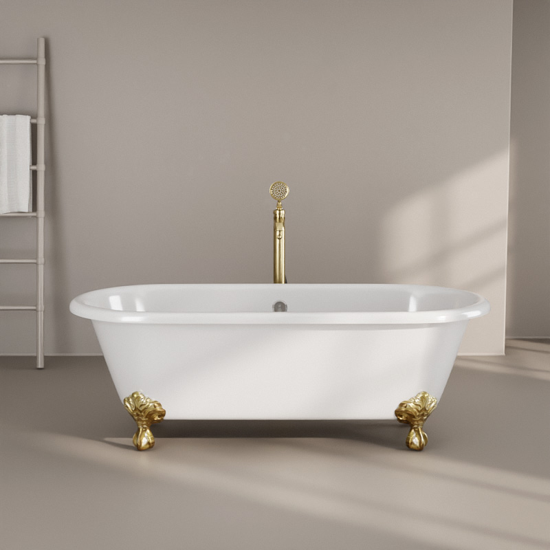 Baignoire îlot rétro en fonte blanche, 170x77 cm, London