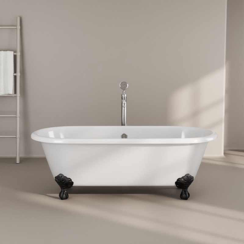 Baignoire îlot rétro en fonte blanche, 170x77 cm, London