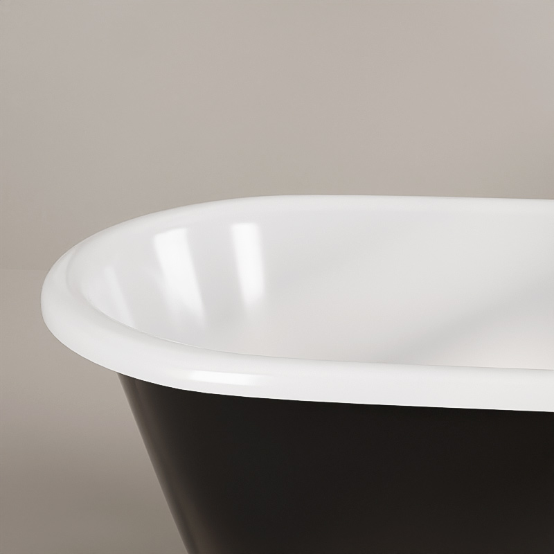 Baignoire îlot en fonte, 170x77 cm, peinte en noir, London
