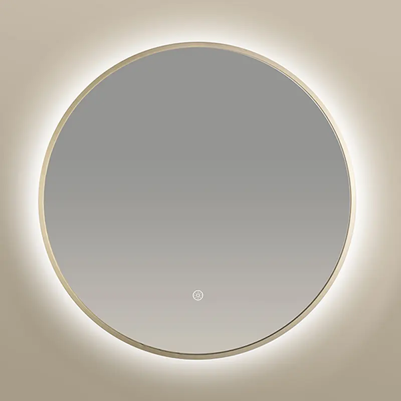 Miroir Rond 80cm rétroéclairage Led et Anti-Buée Doré Mat, Chatelet
