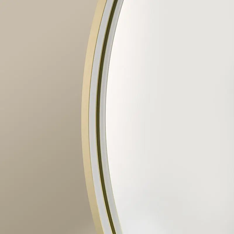 Miroir Rond 80cm rétroéclairage Led et Anti-Buée Doré Mat, Chatelet