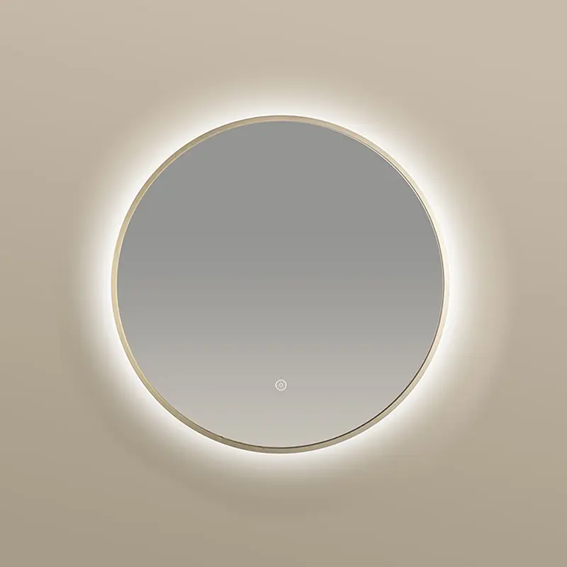 Miroir Rond 50cm rétroéclairage Led et Anti-Buée Doré Mat, Chatelet 