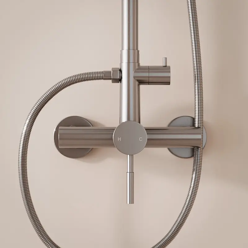 Colonne de douche avec mitigeur mécanique, inox brossé, Steel