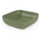 Vasque à poser 45 x 43 cm carrée, céramique, Vert mat, made in France, Desvres