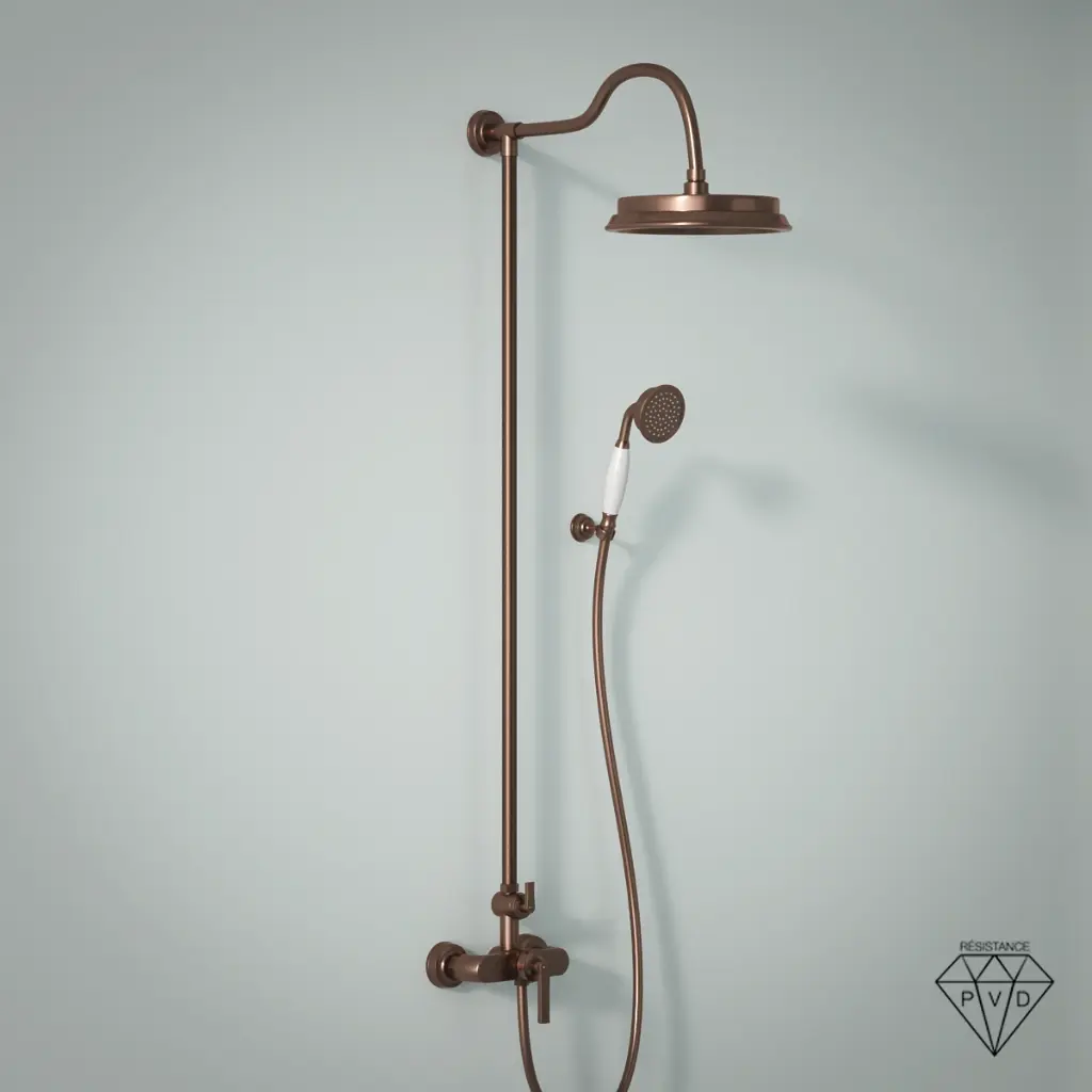 Colonne de douche avec mitigeur thermostatique, traitée cuivre, Liberty