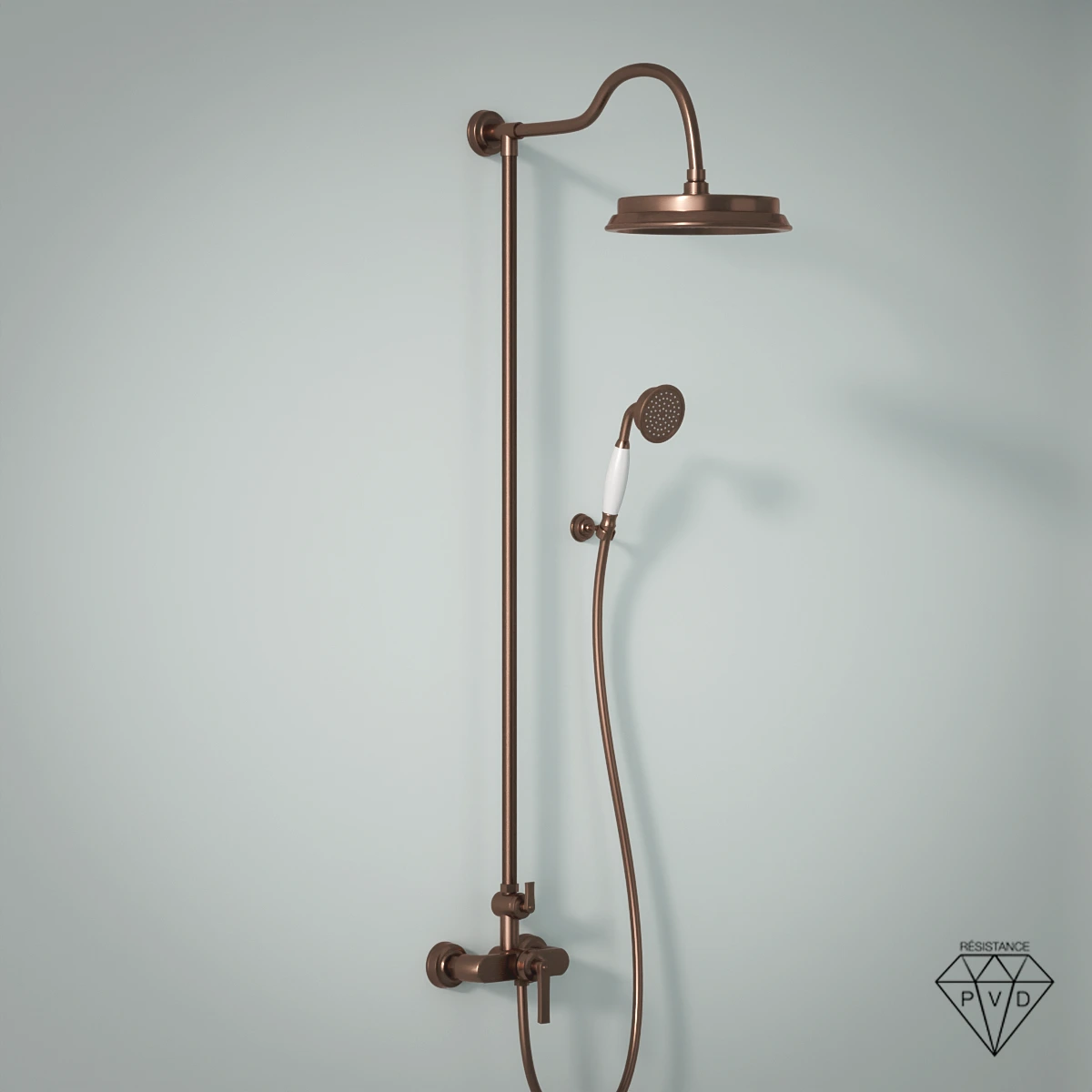 Colonne de douche avec mitigeur thermostatique, traitée cuivre, Liberty