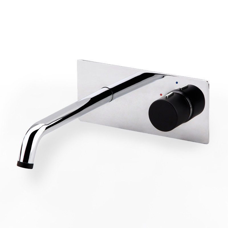 Robinet mitigeur lavabo progressif mural, chromé et noir, Olip