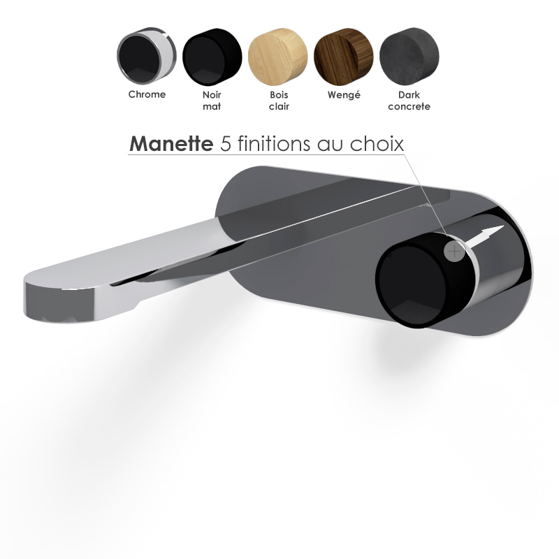 Mitigeur Lavabo encastré, chromé, manette personnalisable, Flow Round