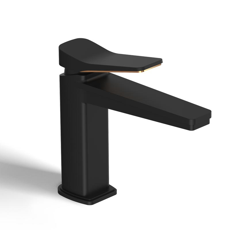 Robinet mitigeur lavabo noir et doré rose, Hix