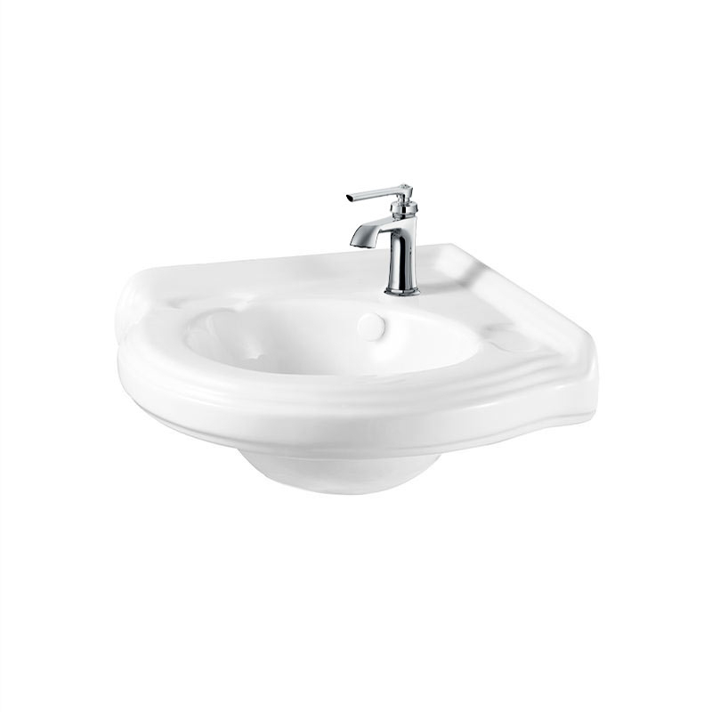 Lavabo angle céramique suspendu 1 trou, 1920