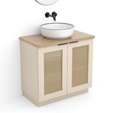 Meuble Cannage en rotin 80 cm, beige, plan imitation chêne clair, Alma