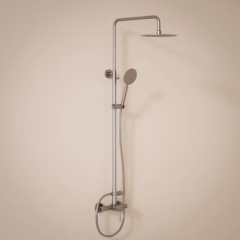 Colonne de douche avec mitigeur mécanique, inox brossé, Steel