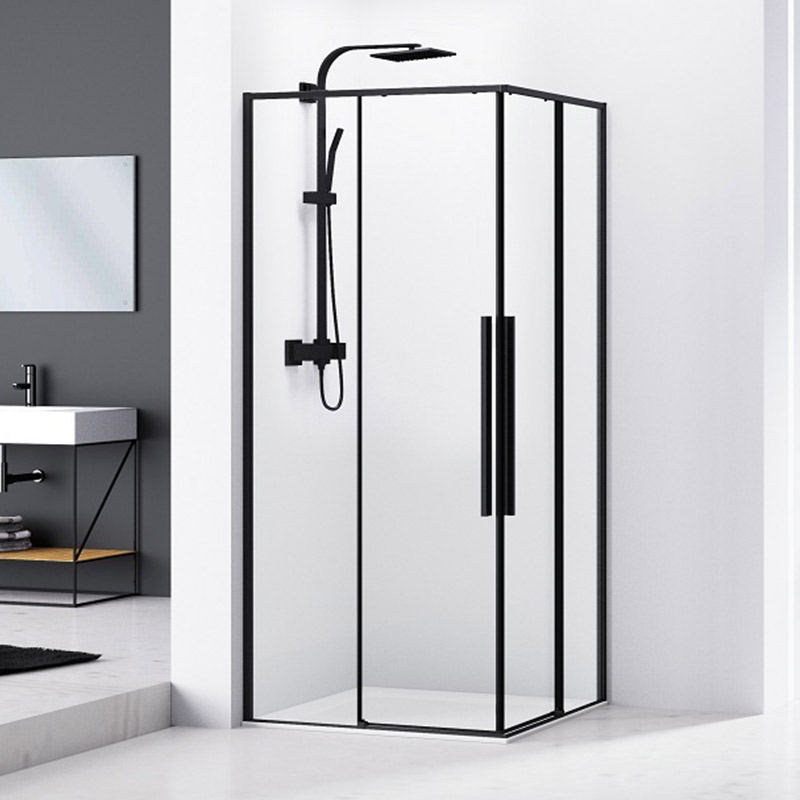 Cabine de douche coulissante de 100x100 cm, noir mat, Arena Black