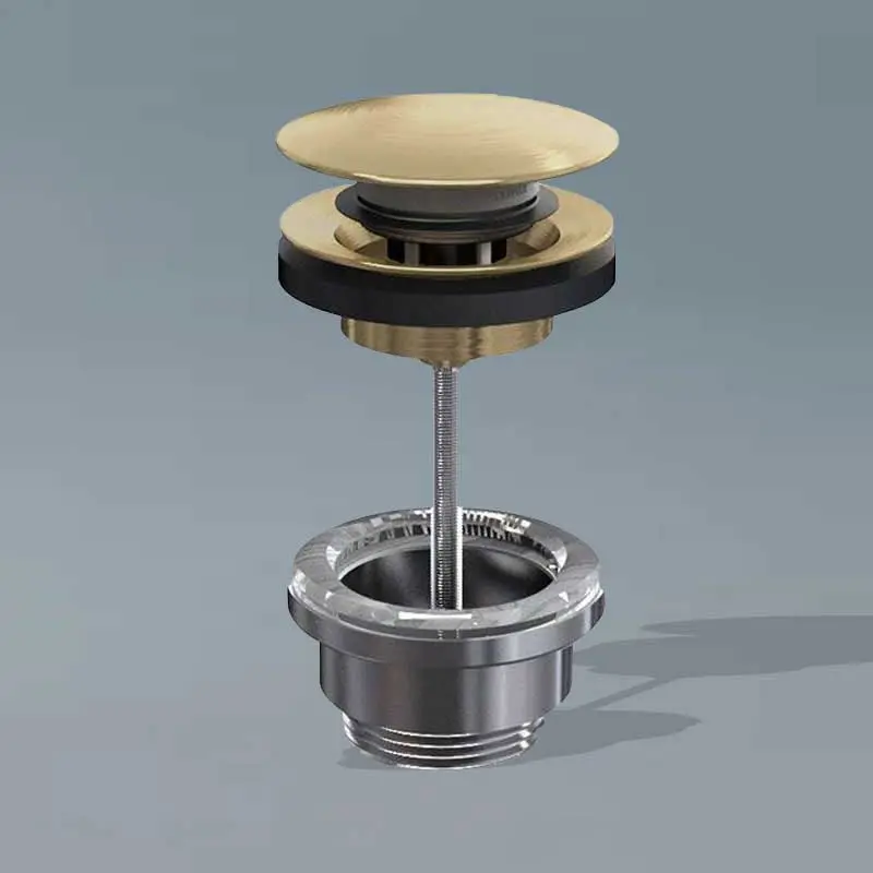 Bonde lavabo clic-clac ou fixe universelle en laiton finition doré brossé