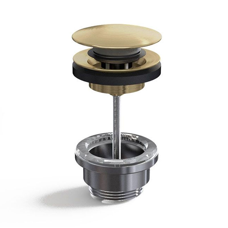 Bonde lavabo clic-clac ou fixe universelle en laiton finition doré brossé