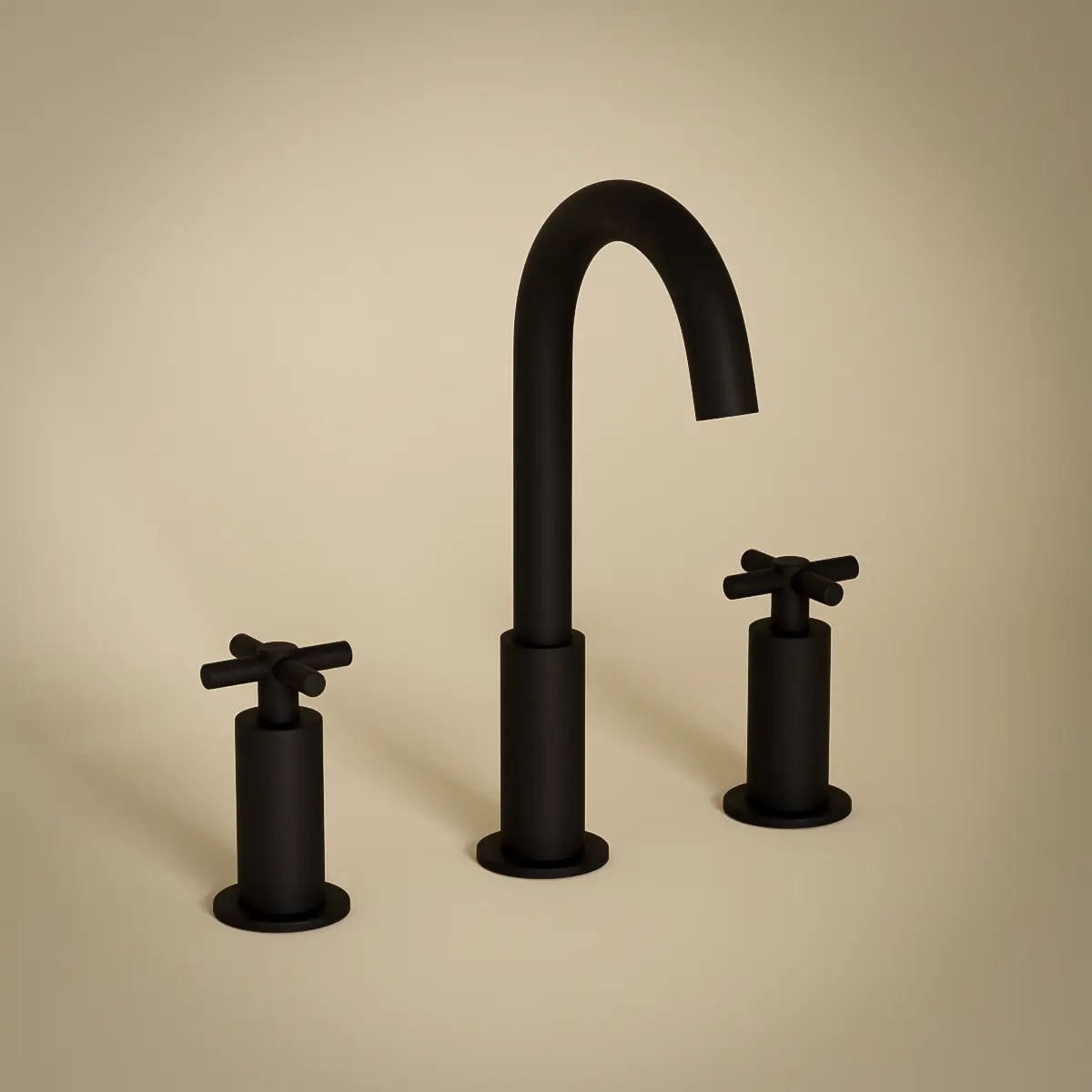 Robinet mélangeur lavabo 3 trous, noir mat, Cross II