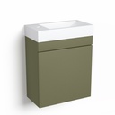 Lave-mains 44,5 x 23,7 cm, Vert olive, et vasque blanc mat, Alma