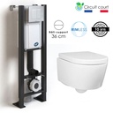 Bâti compact WIRQUIN + Plaque de déclenchement blanche + WC suspendu Alto Rimless - Pack WC suspendu