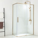 Ensemble cabine de douche coulissante 100 cm, Arena, receveur 100 x 80 x 15 cm, colonne de douche, doré, Chatelet