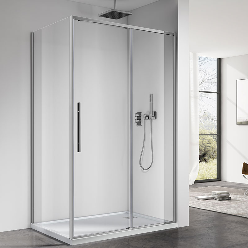 Cabine de douche retour fixe 90 coulissante, chromé, Arena