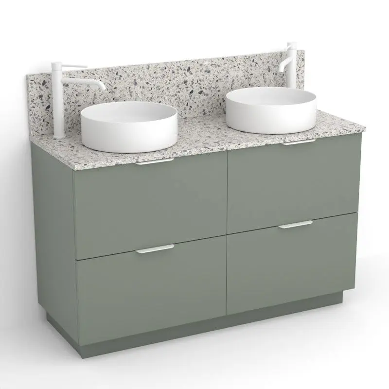 Meuble Alma 120Cm 2T+2T+Plinthe Vert Arg+Plan Kala