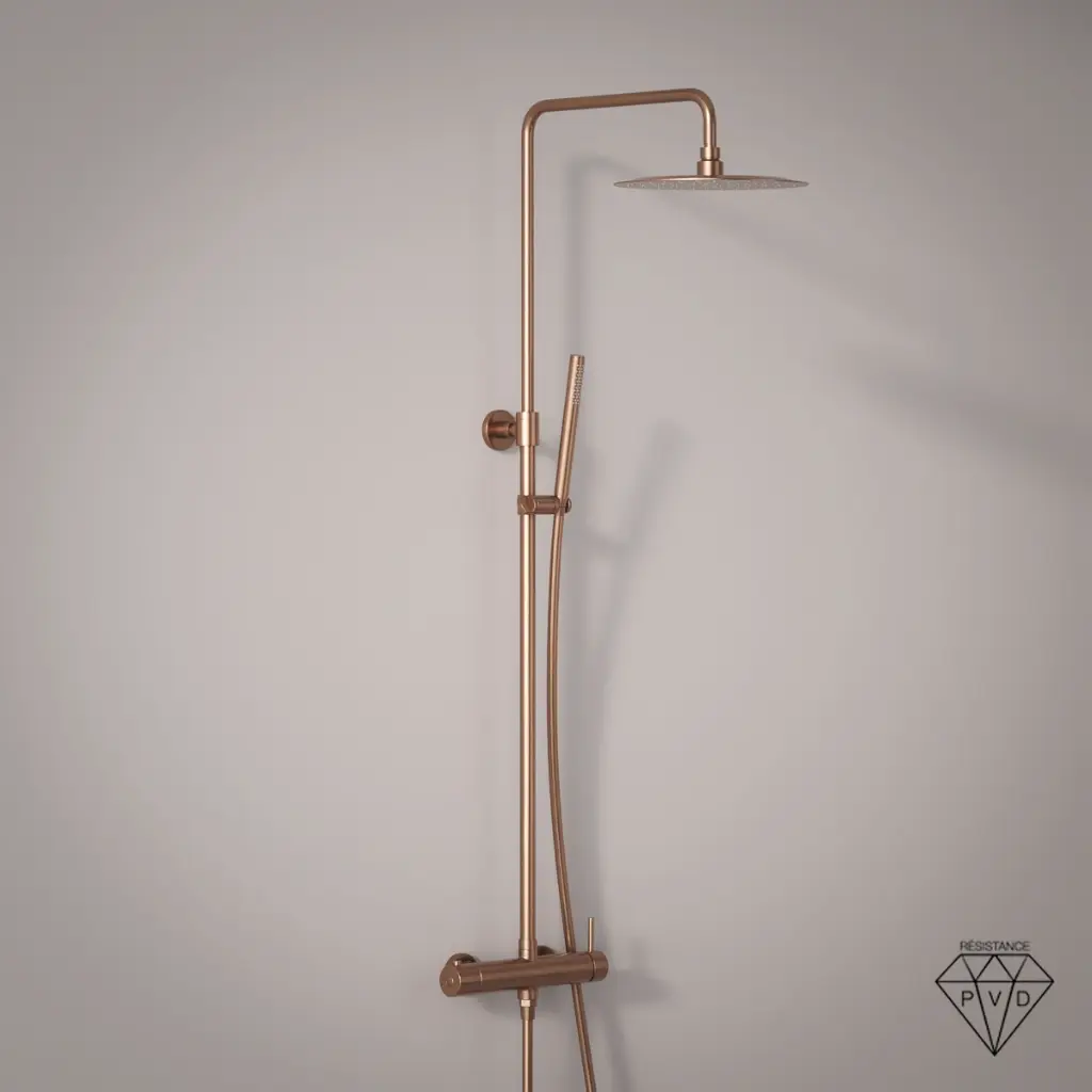 Colonne de douche avec mitigeur mécanique Ø25cm, Doré Rose
