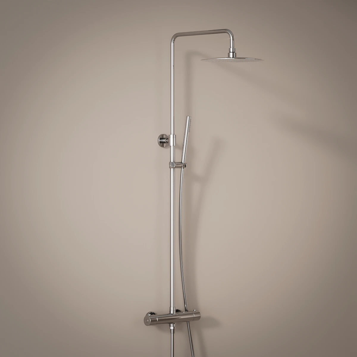 Colonne de douche avec mitigeur thermostatique, Ø25cm, Châtelet, chrome 
