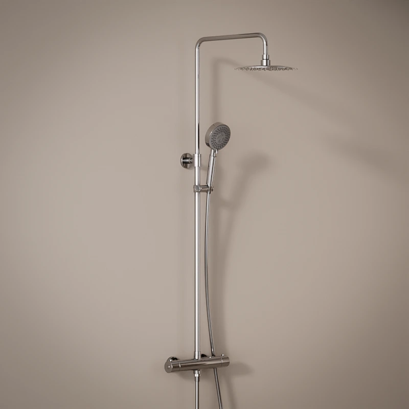 Colonne de douche mitigeur, Ø25cm, chrome, avec douchette multifonction, Châtelet