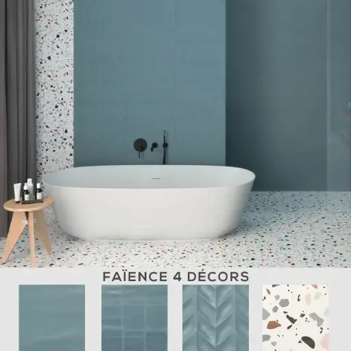 Faïence 20x50 uni et motifs, Arts Blue