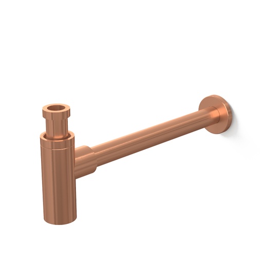 Siphon lavabo bouteille cylindrique laiton or rose mat