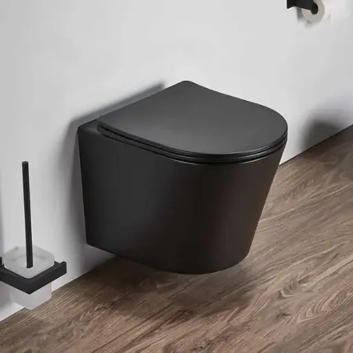 WC Suspendu compact, 49x36,5 cm, Noir mat, Flavia