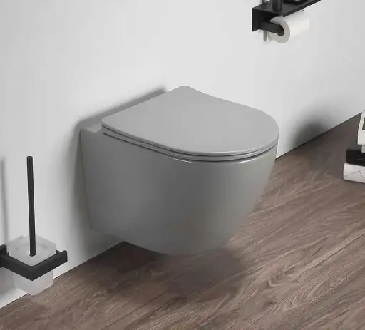 WC Suspendu compact, 49x37 cm, Gris ciment mat, Celia