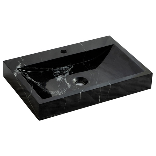Vasque 60x40 cm, rectangulaire marbre noir avec plage, Crea