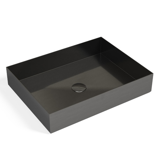 Vasque à poser 50x38 cm, rectangle en inox, gun black, Art