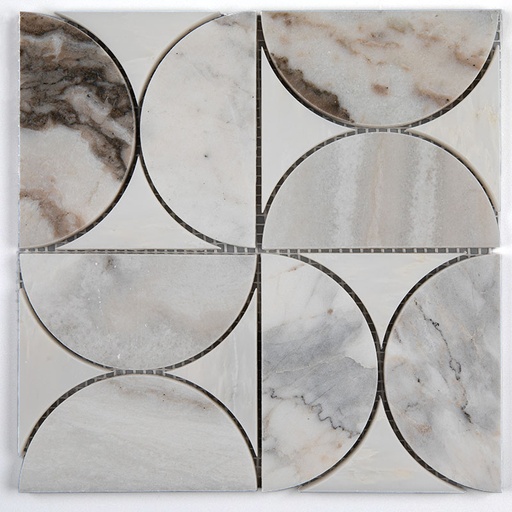 Mosaïque, 24,5x24,5 cm, marbre gris, Circle