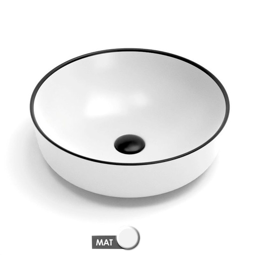 Vasque à poser, Ø41,5 cm, Blanc mat + Fil noir mat, Line