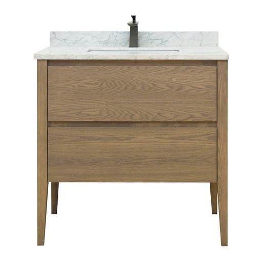 Meuble avec plan vasque, 90x50x90 cm, Fresne calacata, Diana
