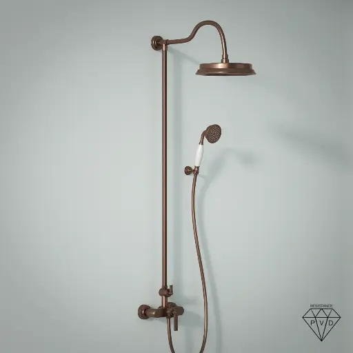 Colonne de douche avec mitigeur thermostatique, traitée cuivre, Liberty