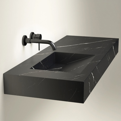 Plan Vasque Gauche, 121x46x12, Marbre Black marquina, Lake