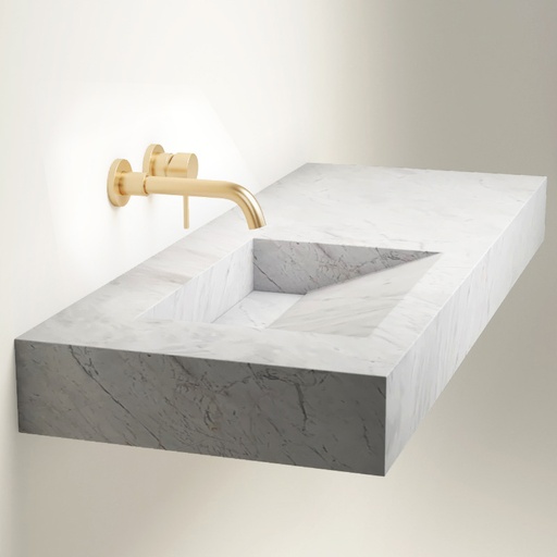 Plan Vasque Gauche, 121x46x12, Marbre Elba White, Lake