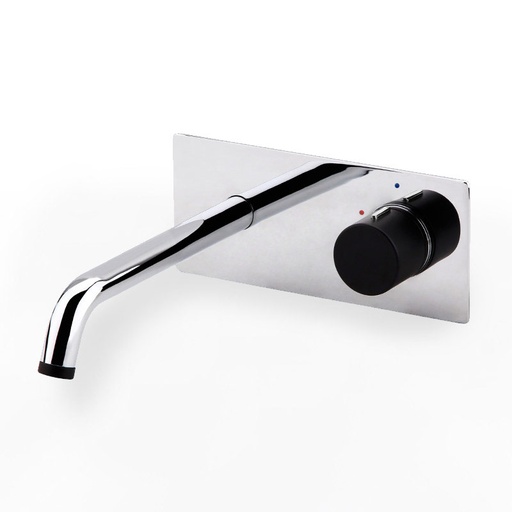 Robinet mitigeur lavabo progressif mural, chromé et noir, Olip