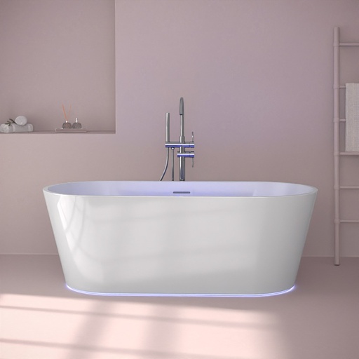 Baignoire îlot, Balnéo Brillant, 170x75x60 cm, Balnéo Air + LED, Résia