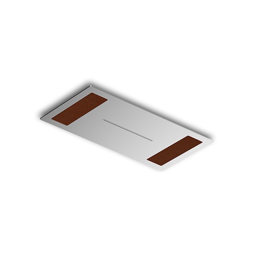 Douche de tête à encastrer laiton chromé brossé 200 X 400 mm insertion cuir beige - Module C - Infinity elegance
