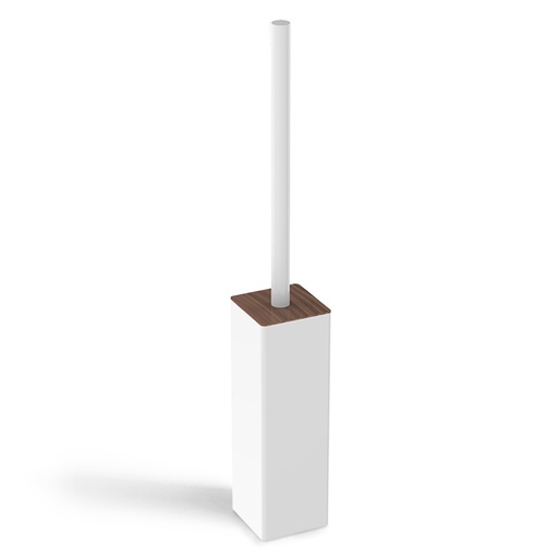 Porte-balayette à poser en laiton, finition blanc, avec couvercle bois, Infinity Elements
