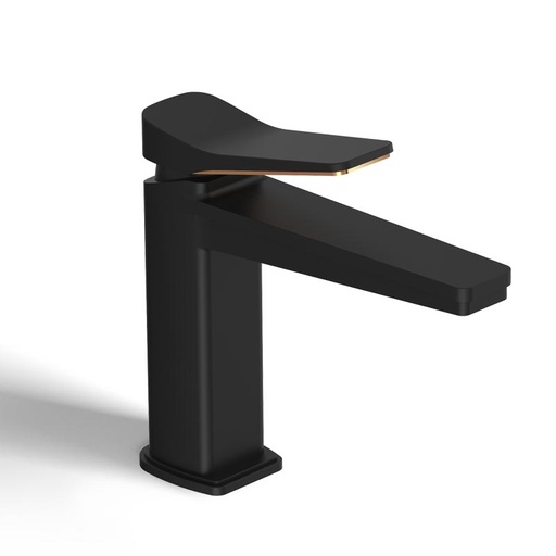 Robinet mitigeur lavabo noir et doré rose, Hix