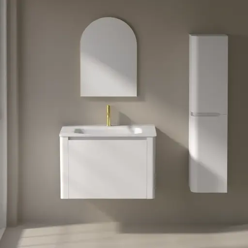 Meuble vasque encastré blanc mat 80 cm à poser ou suspendu, Panthéon