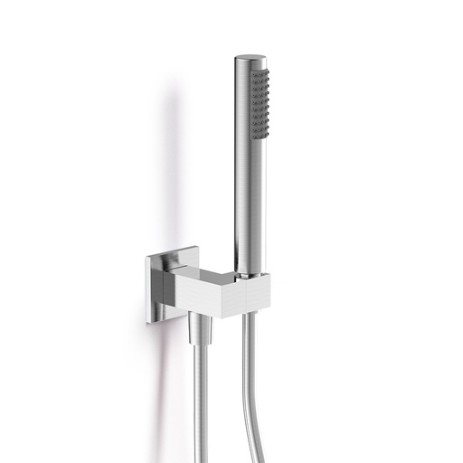 Set de douche chromé brossé avec douchette, flexible et prise d'eau - Infinity