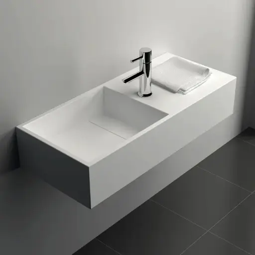Lavabo suspendu 75X32.5 cm, matière composite minéral
